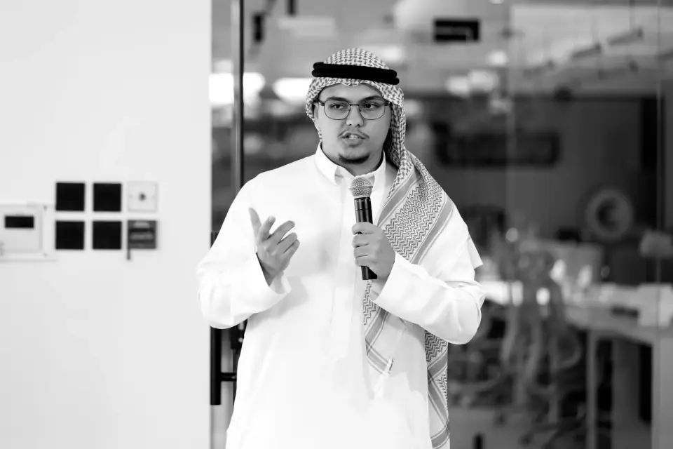 Rayan speaking at Tabby's Interns Day
