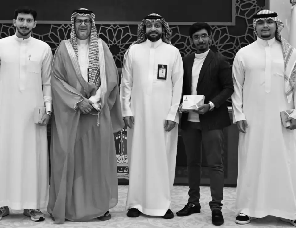 Team Wafir holding their awards at King AbdulAziz University’s 2026 honoring ceremony